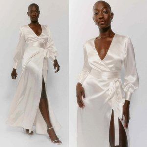 NWT Reformation Rya Silk Dress in Ivory, Size S